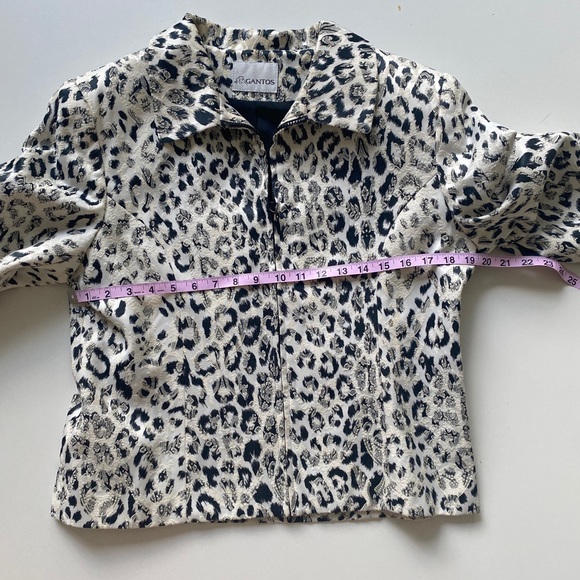 Vintage Gantos Black White Ivory Leopard Animal Print Zip Front Jacket Size 12 - Picture 4 of 7